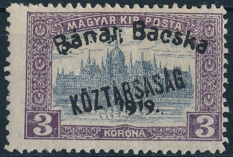 ** Bánát-Bácska 1919 Parlament/Köztársaság 3K Bodor Vizsgálójellel (10.000) - Sonstige & Ohne Zuordnung