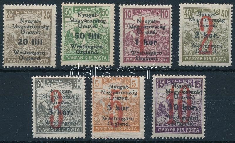 ** * Nyugat-Magyarország VI. 1921 Teljes Sor Bodor Vizsgálójellel (6.400) (3K/60f Falcos / Hinged) - Sonstige & Ohne Zuordnung