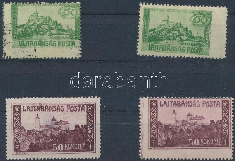 (*) * O Nyugat-Magyarország VII. 1921 4 Klf Bélyeg Elfogazással, Festékcsíkokkal / 4 Stamps With Shifted Perforations An - Sonstige & Ohne Zuordnung
