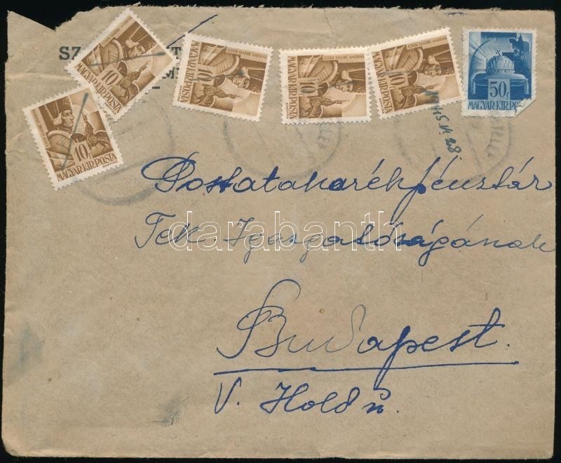 1945 (1. Díjszabás) Távolsági Levél Hadvezérek 5 X 10f + 50f Bérmentesítéssel Gumibélyegzéssel, Kézi írt Keltezéssel - Sonstige & Ohne Zuordnung