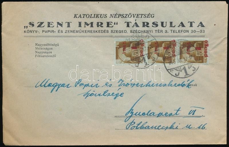 1945 (2. Díjszabás) Távolsági Levél Kisegítő 3 X 1P/80f Bérmentesítéssel - Sonstige & Ohne Zuordnung