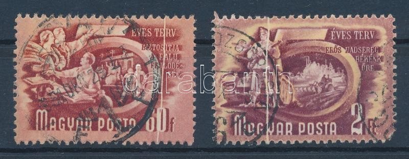 O 1950 Ötéves Terv I. 60f és 2Ft Papírránccal / Mi 1075, 1078 With Paper Crease - Sonstige & Ohne Zuordnung