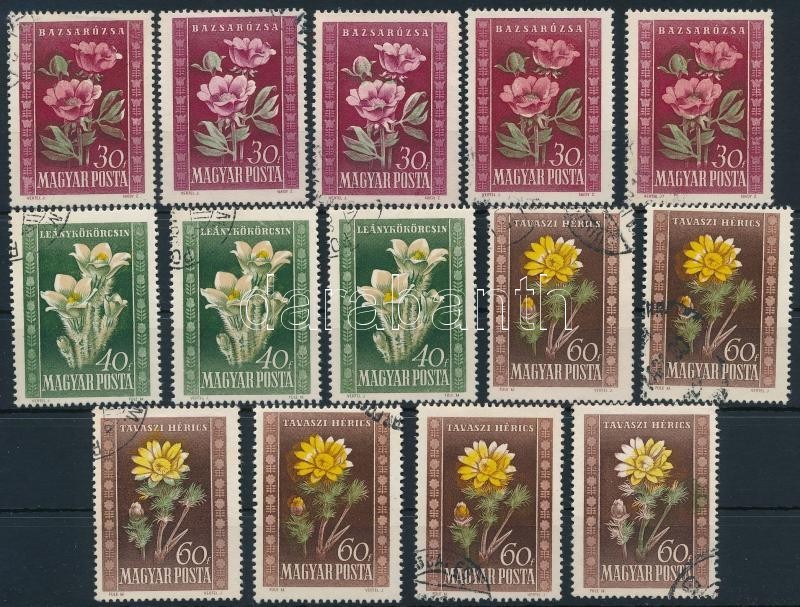 O 1950 Virágok 14 Bélyeg Eltolódott Színnyomatokkal - Sonstige & Ohne Zuordnung