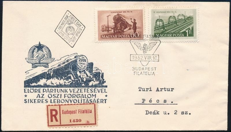 1952 Vasutasnap FDC - Sonstige & Ohne Zuordnung