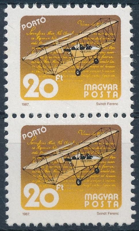 ** 1987 Portó 20Ft Pár Matt Gumival, Ritka! / Mi Postage Due 257 Pair With Matt Gum - Sonstige & Ohne Zuordnung