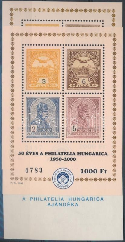 ** 1999  50 éves A Philatelia Hungarica 3 Db Emlékív (15.000) - Sonstige & Ohne Zuordnung