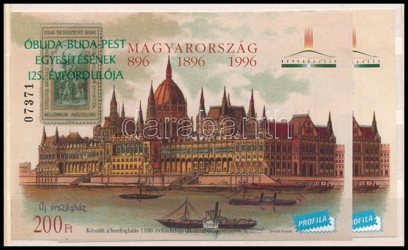 ** 1998/6 Óbuda-Buda-Pest Egyesítésének 125. évfordulója Zöld és Piros Felülnyomású Emlékívpár (7.000) - Sonstige & Ohne Zuordnung