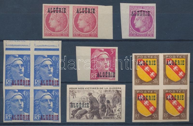 ** 1945 6 Klf Vágott Bélyeg Közte Párok és Négyestömbök / 6 Different Imperforate Stamps Incl. Units - Sonstige & Ohne Zuordnung