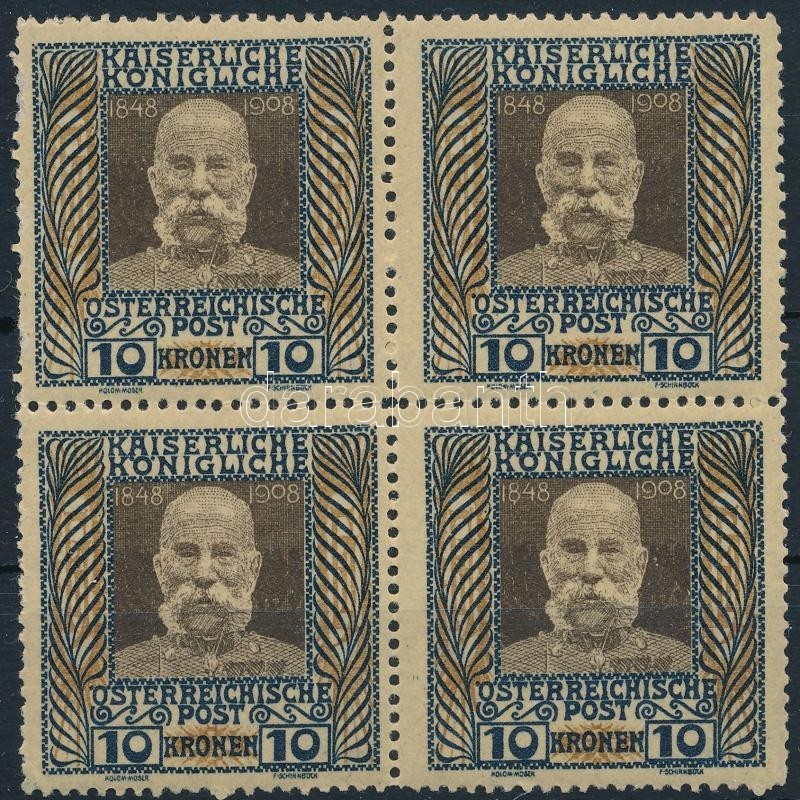 ** 1908 Jubileumi 10K Reprint Négyestömb - Sonstige & Ohne Zuordnung