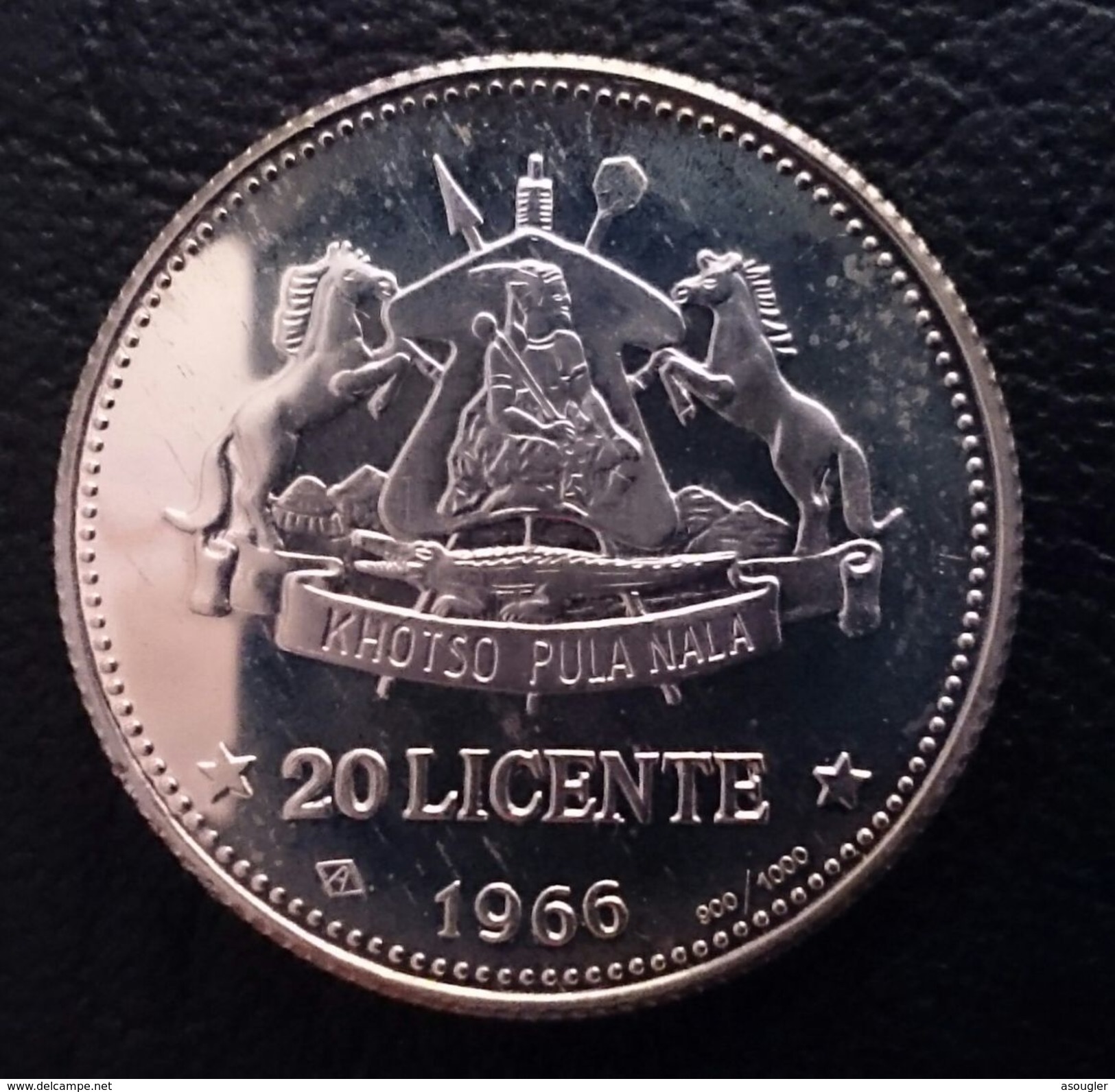 Lesotho 20 Licente 1966 Silver Proof "Independence Attained" Free Shipping Via Registered Air Mail - Lesotho