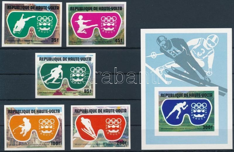 ** 1975 Téli Olimpia, Innsbruck Vágott Sor Mi 603-607 + Vágott Blokk 39 - Altri & Non Classificati
