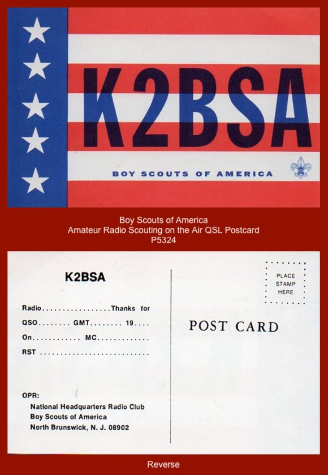 P5324  (c.1960’s) “K2BSA BOY SCOUTS OF AMERICA”  (National Headquarters Radio Club QSL Postcard) - Other & Unclassified