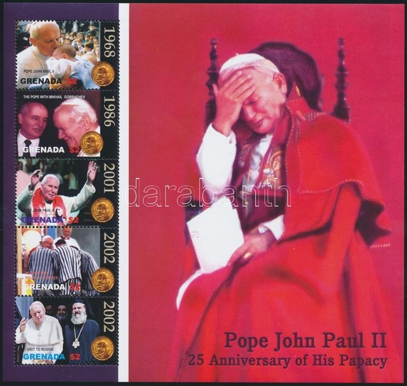 ** 2004 II. János Pál 25 éve Pápa Kisív Mi 5443-5447 - Sonstige & Ohne Zuordnung