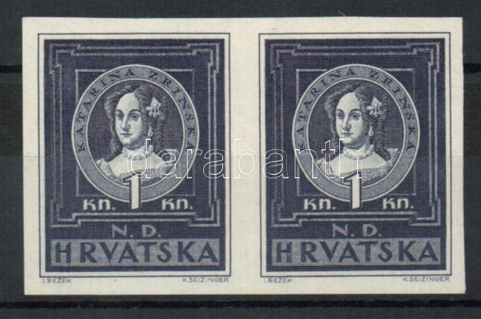 ** 1943 Frangepán Katalin Mi 103 Vágott Pár / Imperforated Pair - Sonstige & Ohne Zuordnung