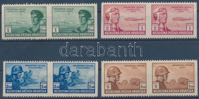 ** 1943 Horvát Légió Mi 107-110 Függőlegesen Fogazatlan Párok / Verticaly Imperforate Pairs - Sonstige & Ohne Zuordnung