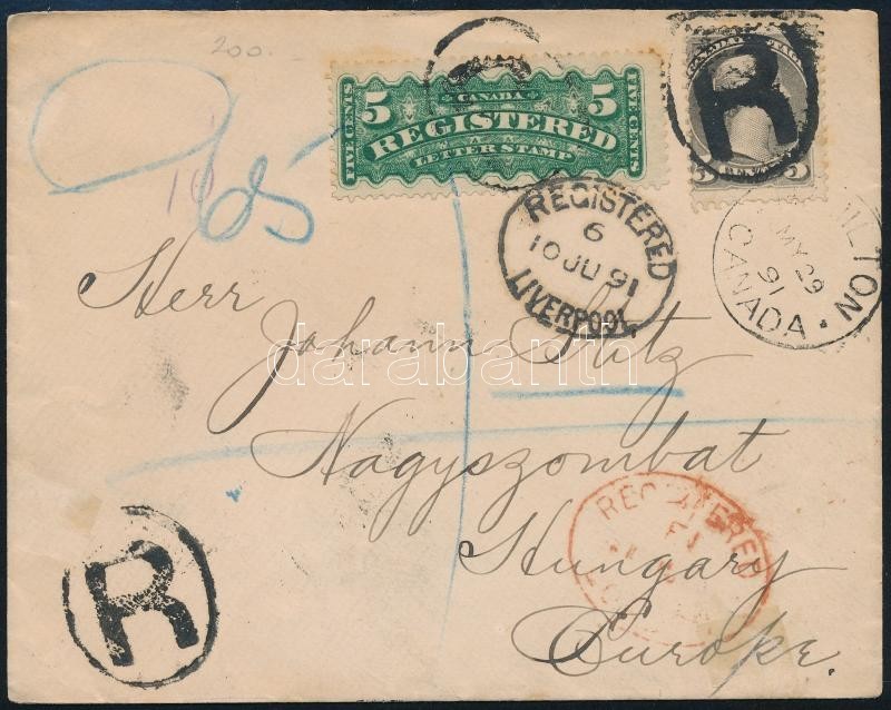 1891 Ajánlott Levél Liverpoolon Keresztül Magyarországra / Registered Cover To Hungary Via Liverpool - Sonstige & Ohne Zuordnung