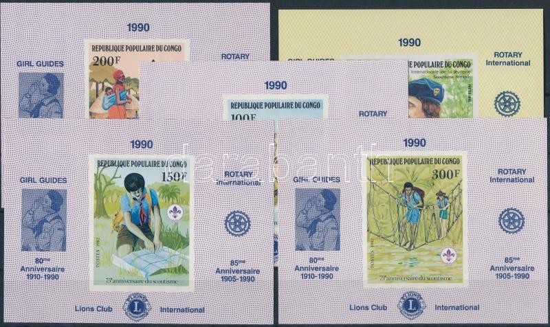 ** 1982/1985 5 Klf Cserkész Bélyeg Rotary Felülnyomású Vágott Blokkformában Mi 859-862, 1008 - Sonstige & Ohne Zuordnung