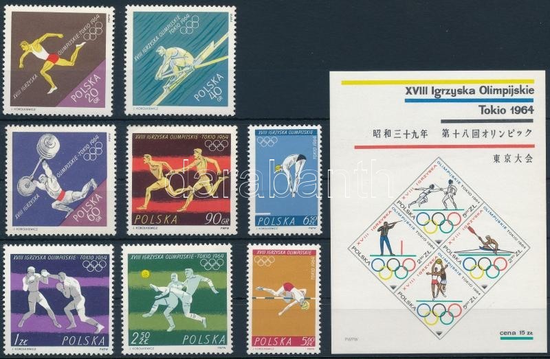 ** 1964 Nyári Olimpia, Tokió Sor Mi 1514-1521 + Blokk 34 - Sonstige & Ohne Zuordnung