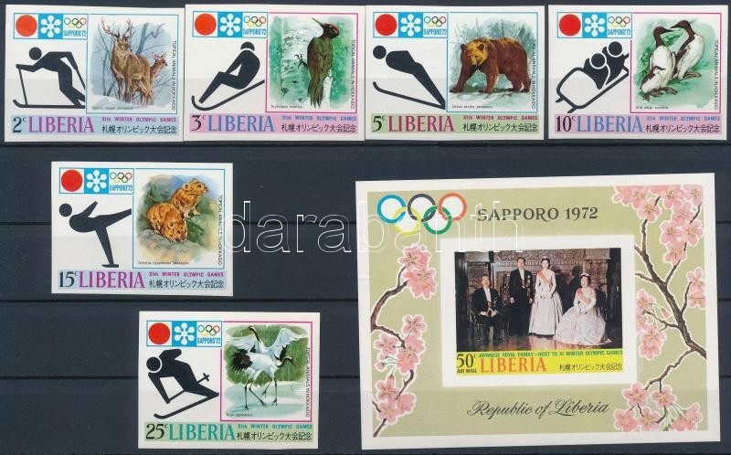 ** 1971 Téli Olimpia, Sapporo Vágott Sor Mi 810-815 B + Blokk Mi 58 B - Sonstige & Ohne Zuordnung