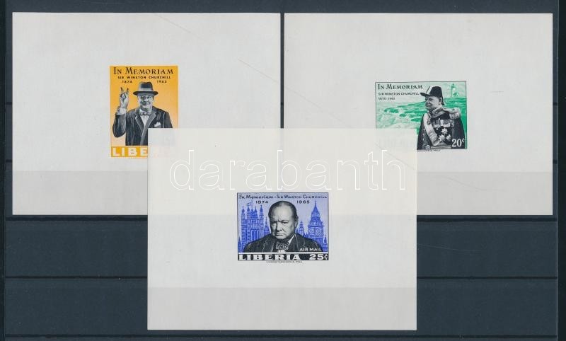 1974 Winston Churchill Mi 644-646 Deluxe Vágott Blokksor /deluxe Imperforate Blocks - Sonstige & Ohne Zuordnung