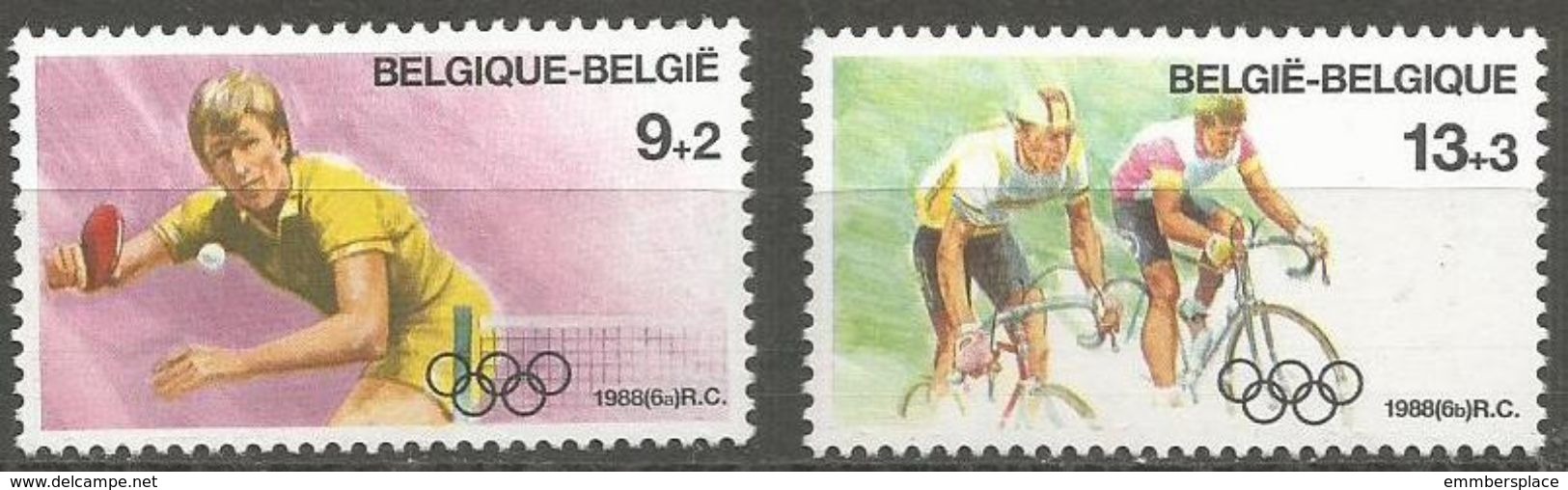 Belgium - 1988 Olympics Set Of 2  MNH **    Sc B1072-3 - Neufs