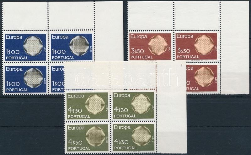 ** 1970 Európa CEPT Sor ívsarki 4-es Tömbökben Mi 1092-1094 - Sonstige & Ohne Zuordnung