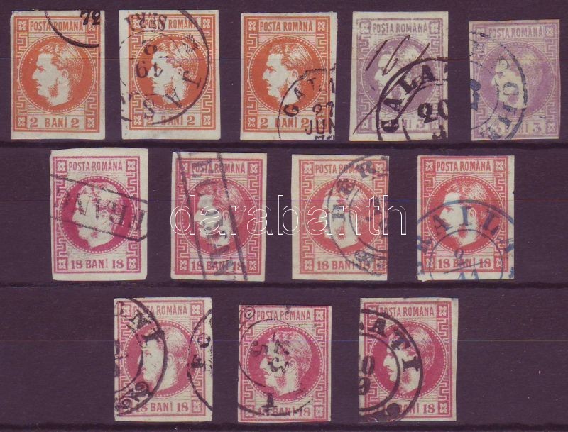 O 1868 3 X Mi 17 + 2 X Mi 18 + 7 X Mi 20 Típusok, Lemezhibák, Színváltozatok, Bélyegzések / Types, Plate Flaws, Colour S - Sonstige & Ohne Zuordnung