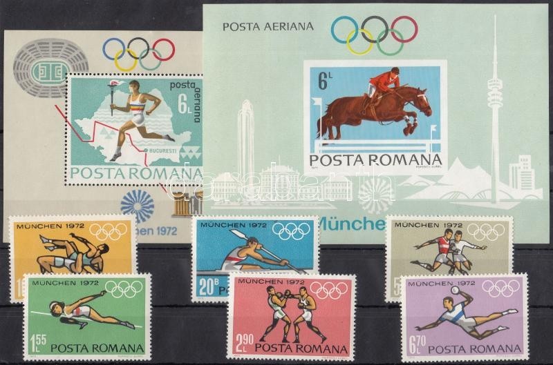 ** 1972 Nyári Olimpia Sor Mi 3012-3017 + Blokkpár 93-94 - Sonstige & Ohne Zuordnung