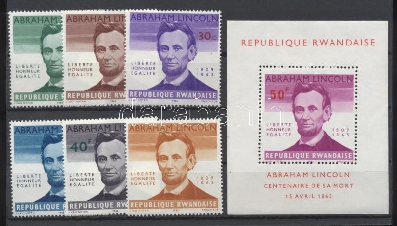 ** 1965 Abraham Lincoln Halálának 100. évfordulója Sor Mi 97-102A + Blokk Mi 3A (Mi 101 F A Hiányzik Az érték!) - Sonstige & Ohne Zuordnung