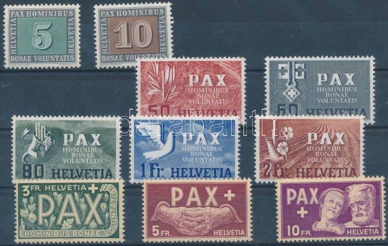 ** * 1945 Pax 20c, 30c, 40c Nélkül Az 5Fr Falctalanított/ Mi 447-448 + 452-459 (458 Hinge Remainder) - Other & Unclassified