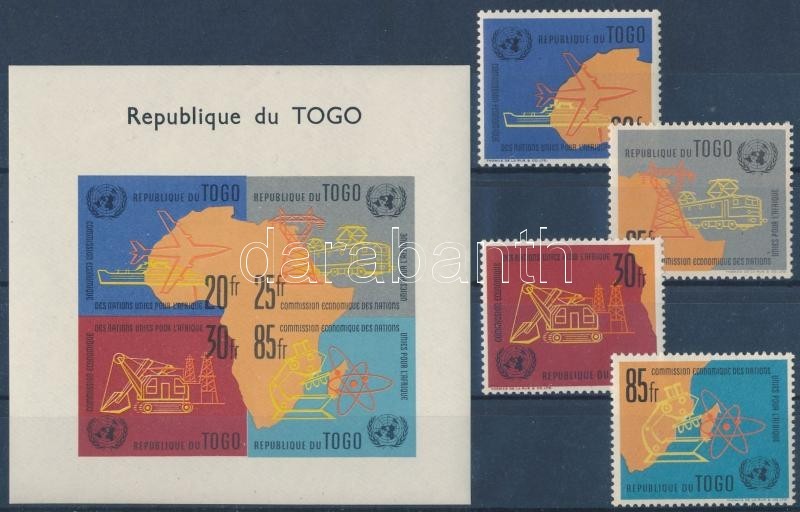 ** 1961 ENSZ Gazdasági Bizottsága Afrikáért Sor Mi 325-328 A + Vágott Blokk Mi 6 - Sonstige & Ohne Zuordnung