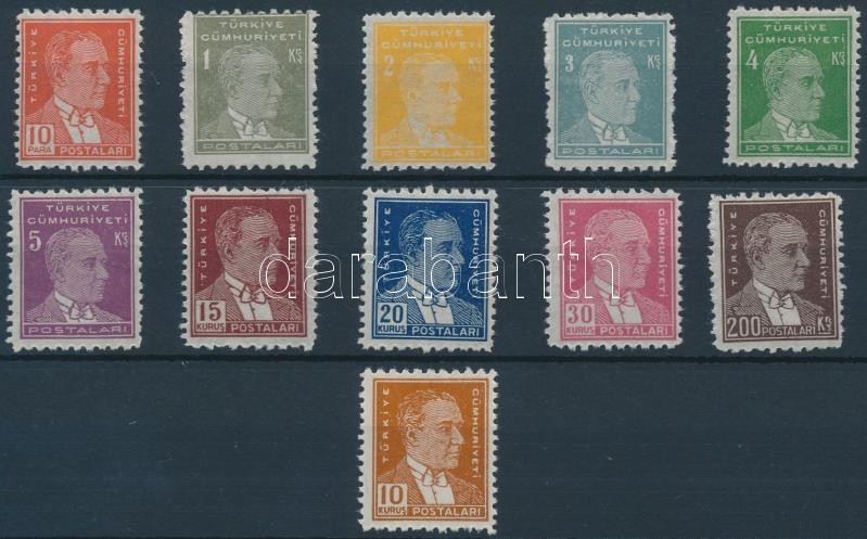 ** 1951 Atatürk Sor Mi 1294-1304 + 1279 (foghibák / Perforation Faults) - Sonstige & Ohne Zuordnung