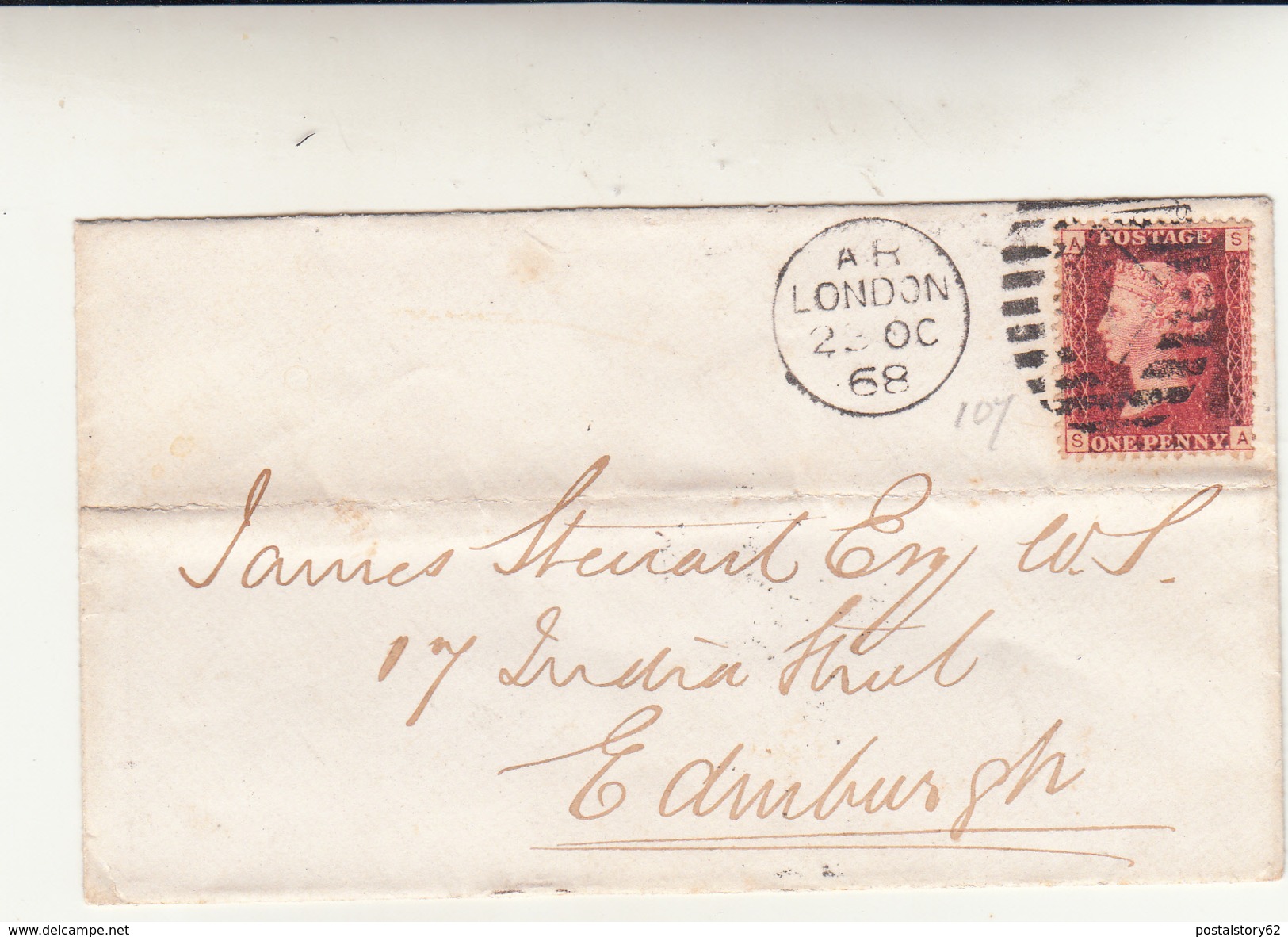 London To Edimburgo, Cover 1868 - Covers & Documents