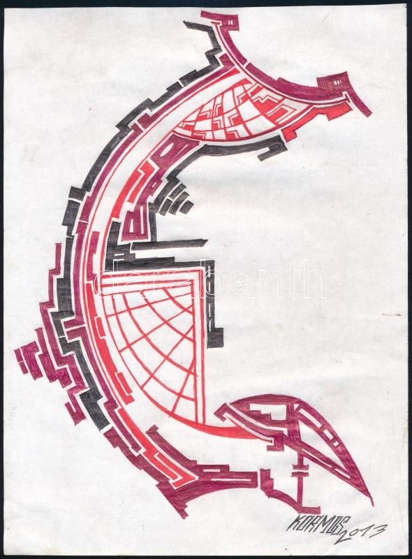 Kormos Balázs (1976-2014): Sci-fi Rajzok. 2 Db Ceruza, Papír, Jelzett, 29×21 Cm - Sonstige & Ohne Zuordnung