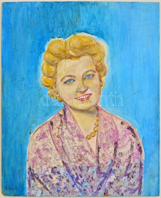 Róna Jelzéssel: Női Portré. Olaj, Farost, 50×40 Cm - Sonstige & Ohne Zuordnung