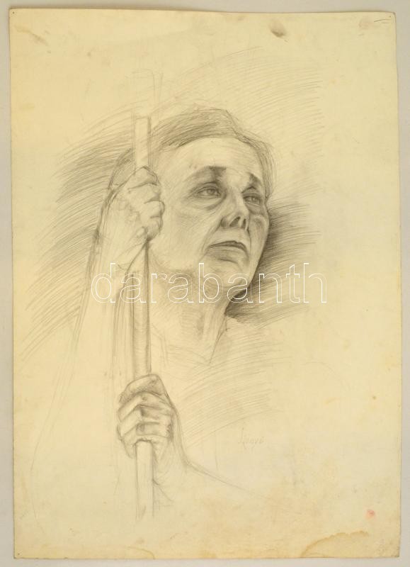 Szőnyi Jelzéssel: Kapaszkodó Női Portré. Ceruza, Papír, 60×40 Cm - Sonstige & Ohne Zuordnung