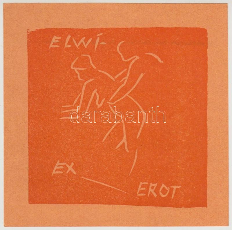 Börge Elwi Carlson (1917-2001): Erotikus Ex Libris. Klisé, Papír, Jelzett A Klisén, 7,5×8 Cm - Other & Unclassified