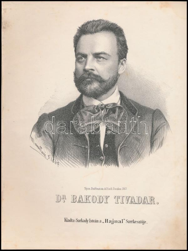 1867 Bakody Tivadar József (1825-1911) Orvos, Tanár Kőnyomatos Képe. Marastoni József Munkája. / Lithographic Image Of F - Stiche & Gravuren