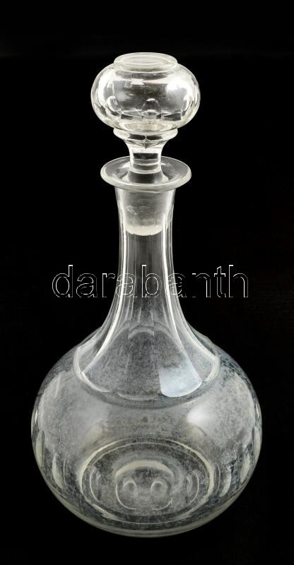 Dekoratív üveg Kiöntő Dugóval, Jelzés Nélkül,a Dugón Nagyon Apró Lepattanásokkal, M: 28 Cm - Glas & Kristall