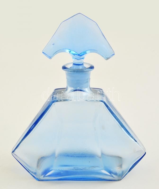 Halványkék üveg Dugóval, Dugón Csorbákkal, M: 20 Cm - Glas & Kristall