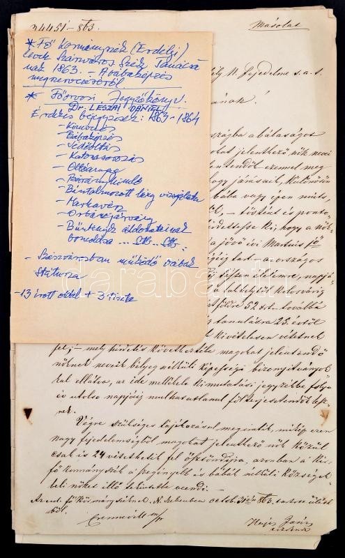 1863-1864 Az Erdélyi Szászváros Főorvosának Jegyzőkönyve, Benne Számos A Városra Vonatkozó Adattal, Közte A Bábaképzésre - Ohne Zuordnung