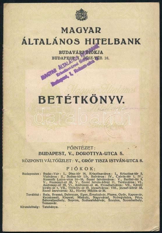 1946 A Magyar Általános Hitelbank Betétkönyve Adópengőről - Ohne Zuordnung