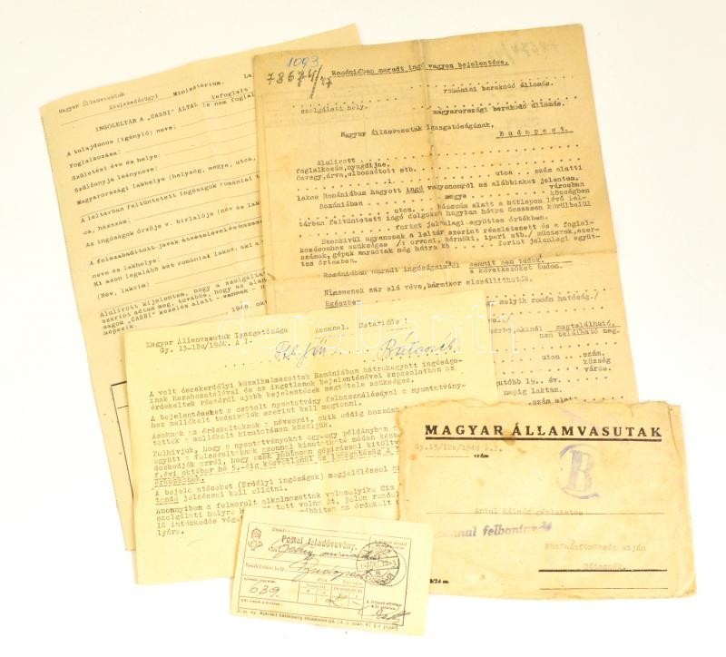 1948 Romániából Való áttelepüléssel Kapcsolatos Okmányok, összesen 4 Db - Ohne Zuordnung