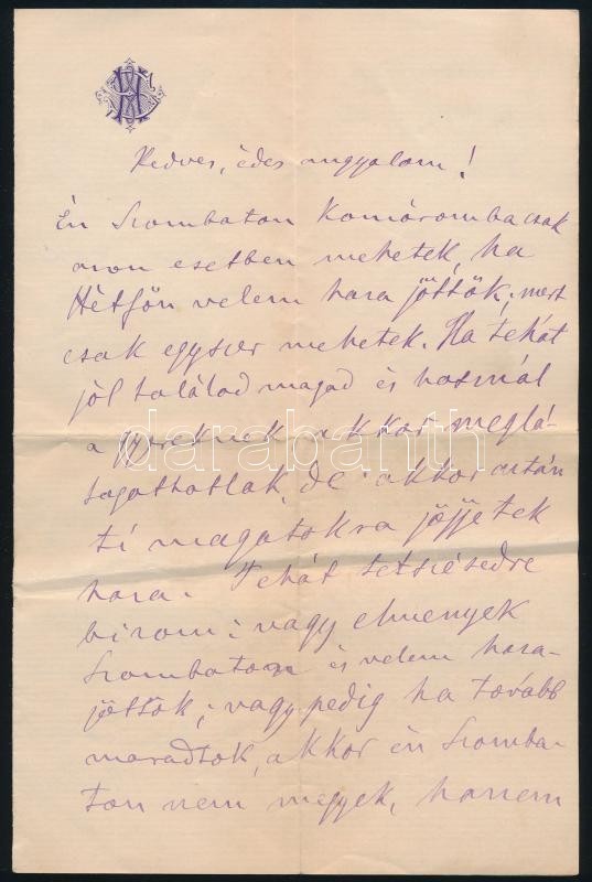 1870 Hegedűs Sándor (1847-1906) Közgadász, Miniszter, író Saját Kézzel írt Szerelmes Levele Jókay Jolánnak 4 Beírt Oldal - Ohne Zuordnung