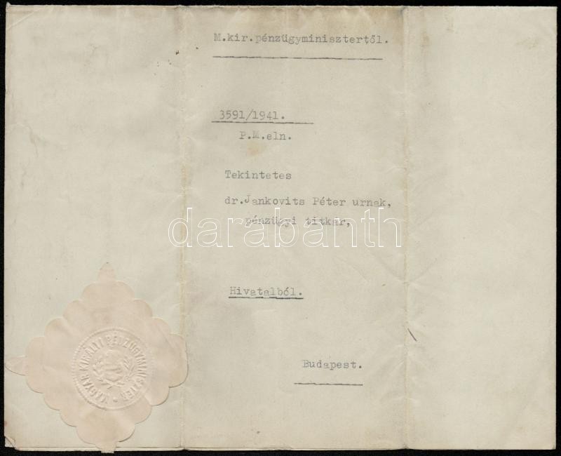 1941 Bp., Reményi-Schneller Lajos(1892-1946) Pénzügyminiszter Saját Kezű Aláírása Kinevezési Okmányon, A Minisztérium Sz - Ohne Zuordnung