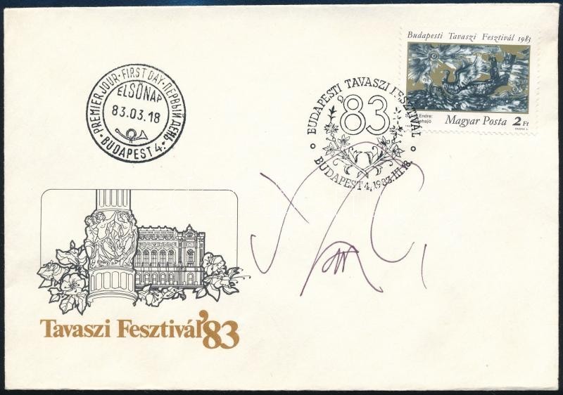 1983 Tavaszi Fesztivál FDC Szász Endre Grafikus, A Bélyeg Tervezőjének Aláírásával - Sonstige & Ohne Zuordnung