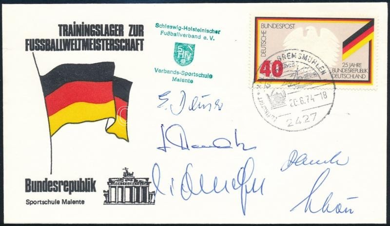 1974 A Világbajokságot Megnyerő NSZK Labdarúgó Válogatott Néhány Játékosának Aláírása Emlékborítékon / Autograph Signatu - Sonstige & Ohne Zuordnung