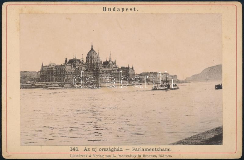 Cca 1900 Budapest, Országház, Fénynyomat, L. Rachwalsky, Kartonra Kasírozva, 9x13,5 Cm - Sonstige & Ohne Zuordnung