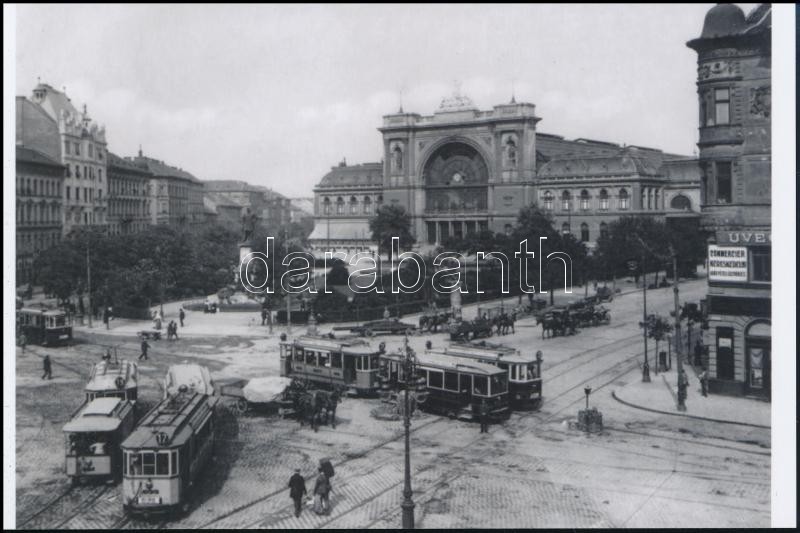 Cca 1910 Budapesti Villamosok A Baross Téren, Fekete György (1904-1990) Budapesti Fényképész Hagyatékában Fellelt Repró  - Sonstige & Ohne Zuordnung