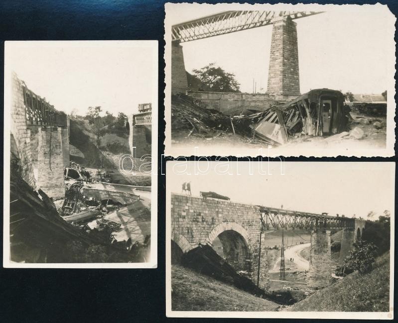 1931 Biatorbágy, Viadukt A Merénylet Után, 3 Db Korabeli Fotó, Hátoldalán Feliratozva - Sonstige & Ohne Zuordnung